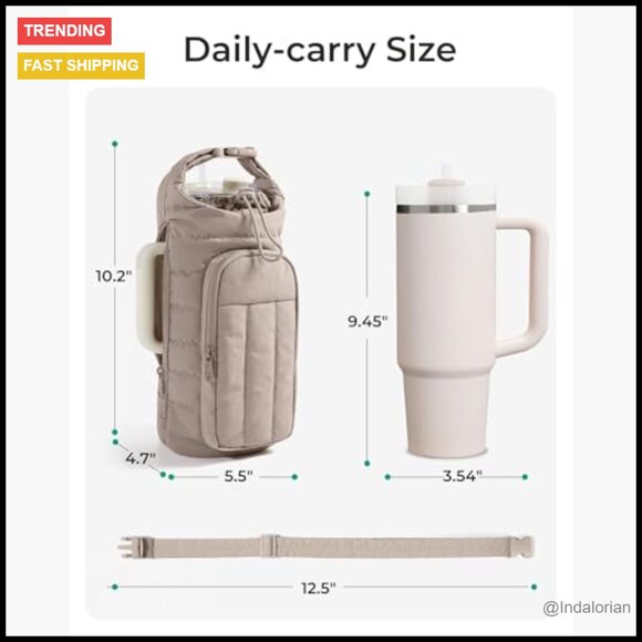 Quilted Crossbody Sling Bag Water Bottle Holder Multi-Pocket Gym Accessory - Picture 5 of 6